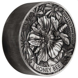 *** PM HONEY BEES 2024 2 Kilo Silver Antiqued High Relief Coin *** COA+BOX