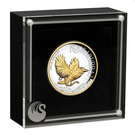 Australian Kookaburra 2024 2oz Silver Proof High Relief Gilded Coin