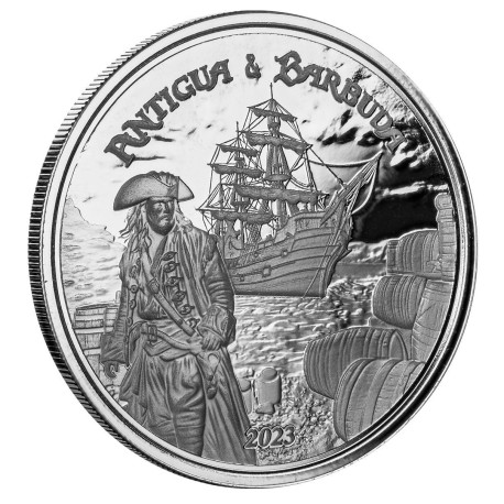 1 oz silverRUM RUN PIRATE ANTIGUA & BARBUDA 2023 EC8 $1 Proof-Like