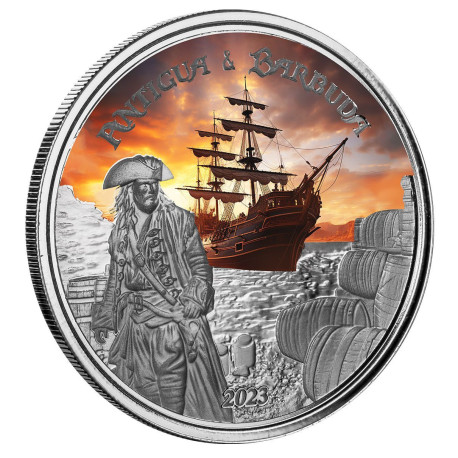 1 oz silverRUM RUN PIRATE ANTIGUA & BARBUDA 2023 EC8 $1 Proof-Like