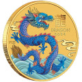 PM Lunar 3 DRAGON 1/20 oz GOLD COLOURED 2024 BU $5 Australia