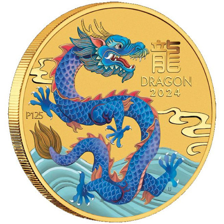 PM Lunar 3 GOLD 1/10 oz DRAGON 2024 BU $10 Australia