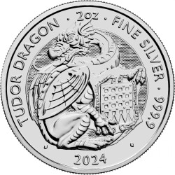 UK 2 oz silver Tudor Beasts TUDOR DRAGON 2024 BU £5