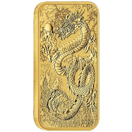 Perth Mint 1 oz RECTANGLE DRAGON $100 BAR 2023 GOLD