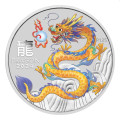 Australian Lunar Series III Blue Dragon 2024 Year of the Dragon 1oz Silver Coloured Coin in capsule