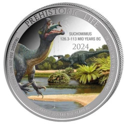 1 oz silver Prehistoric Life 2 TRICERATOPS 2024 bu 20FR BU - Coloured