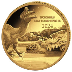 1 oz GOLD Prehistoric Life 2 SUCHOMIMUS 2024 bu 20FR BU