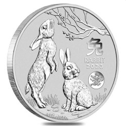 PM Lunar 3 RABBIT 1 oz silver 2023 PRIVY DRAGON BU $1 Australia