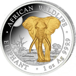 1 oz silver SOMALIA ELEPHANT 2025 GILDED Shillings 100