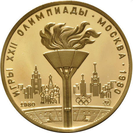 1/2 oz gold 100 RUBLES 1977 MOSCOW bu