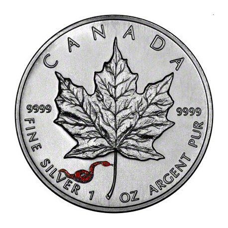 Canada 1 oz silver Maple Leaf 2001 $5 Coloured bu