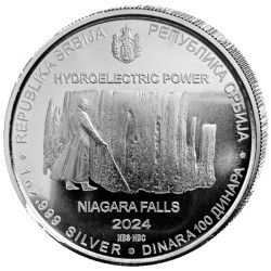 1 oz silver NIKOLA TESLA 2024 HYDROELECTRIC POWER 100 Dinar bu 