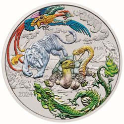 PM 1 oz silver FOUR GUARDIANS LAN 2024 COLOURED $1 bu CHINESE MYTHS & LEGENDS