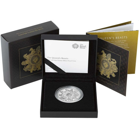 UK 2 oz silver QUEEN'S BEASTS COMPLETER 2021 £5 PROOF Box + Coa