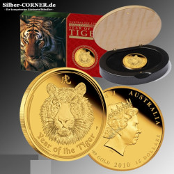 PM 1/10 oz gold LUNAR TIGER 2010 $15 PROOF