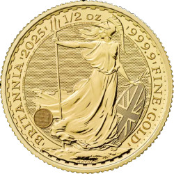 1/2 oz gold BRITANNIA 2025 £50 bu