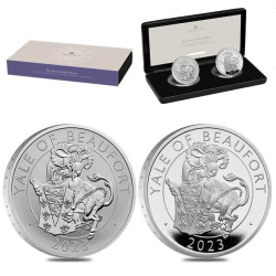 UK 2 oz Proof Silver The Tudor Beasts 2022 Lion of England 2-Coin Set (w/Box & COA)