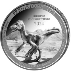 1 oz silver Prehistoric Life 2 SUCHOMIMUS 2024 bu 20FR BU