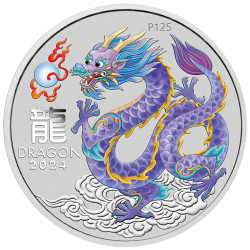 Melbourne Money Expo ANDA Special Australian Lunar Series III 2024 Year of the Dragon 1oz Silver White Coloured Coin in Card