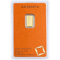 GOLD BAR 1 gr gold ARGOR HEREAUS VALCAMBI