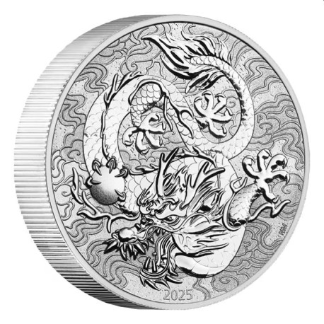 PM 10 oz silver SINGLE DRAGON 2025 bu $10 Chinese Myths & Legends