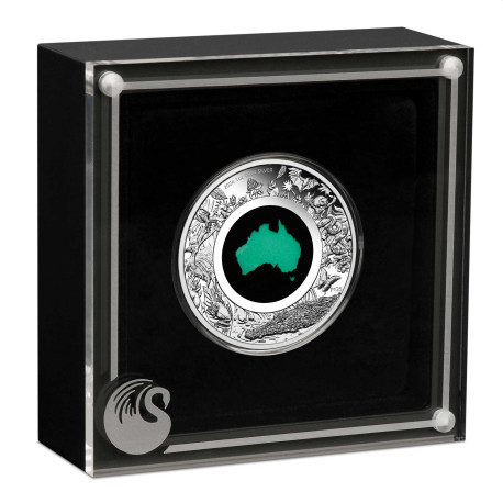 Great Southern Land 2022 1oz Silver Proof Blue Lepidolite Coin