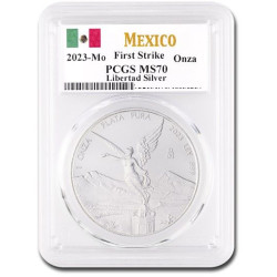 MEXICO 1 oz silver LIBERTAD 2023 bu PCGS MS70 FS