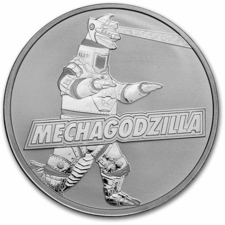 Niue 1 oz silver GODZILLA vs KONG MECHAGODZILLA 2021 BU $2 Colorized in TEP