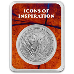 1 oz silver ICONS OF INSPIRATION 2024 LUDWIG VAN BEETHOVEN bu $2 in TEP