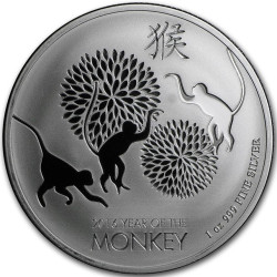 1 oz silver NIUE MONKEY 2016 $2 bu