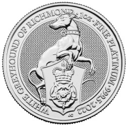 1 oz PLATINIUM PLATINUM QUEEN'S BEAST £100 WHITE GREYHOUND 2022 bu