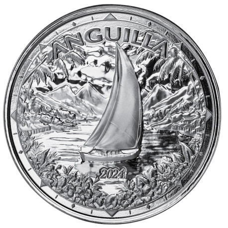 1 oz silver 2023 EC8 REGATTA 2023 $2 BU ANGUILLA Eastern Caribbean 