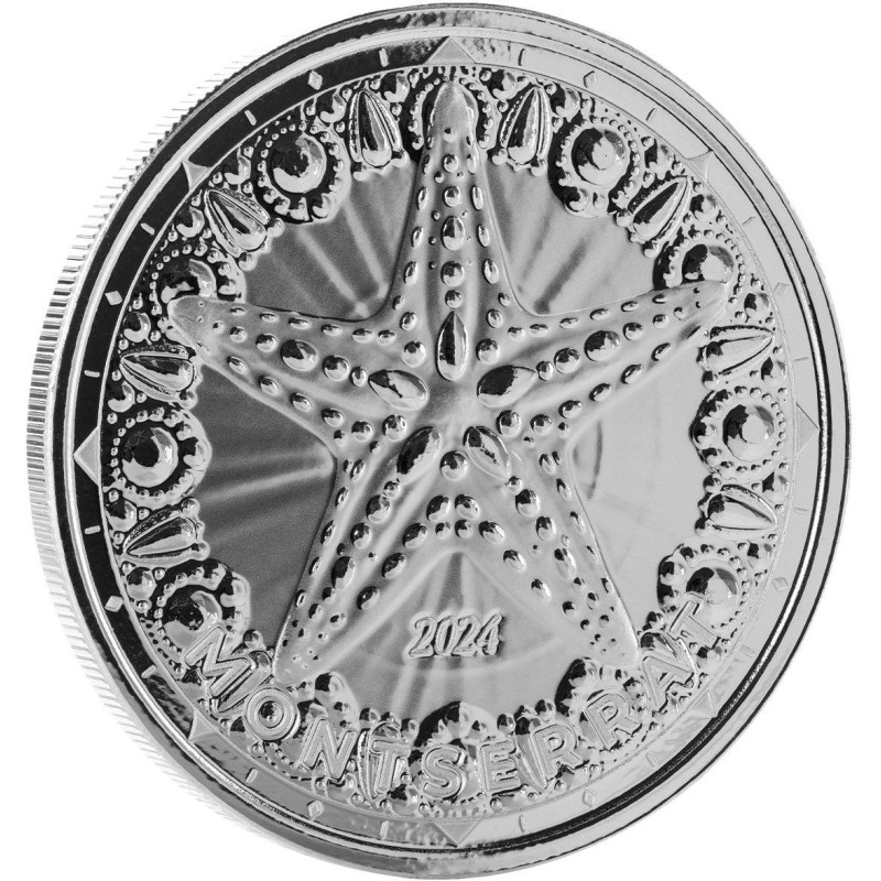 カナリアページ 1 oz silver 2024 EC8 STARFISH $2 BU MONTSERRAT Eastern