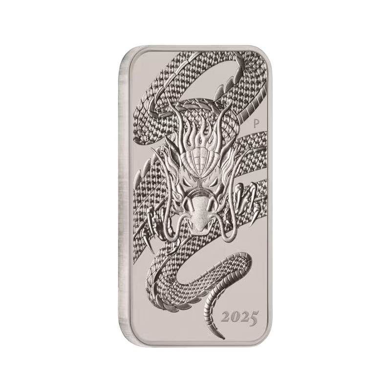 Perth Mint 1 oz silver RECTANGLE DRAGON $1 BAR 2025 bu