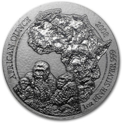 1 oz silver Rwanda GORILLA 2008 