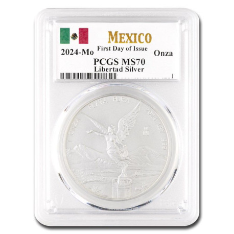 ZIM100T・PCGS保証！・65PPQ・データベース登録済 MEXICO 1 oz silver LIBERTAD 2024 bu PCGS MS70 FDI