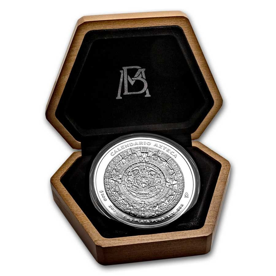 Mexico 1 kilo silver AZTEC CALENDAR 2024 PROOF-LIKE Box+Coa
