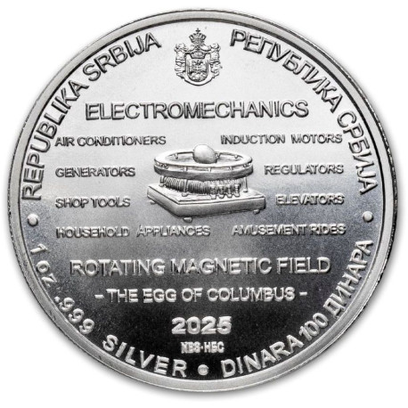 2023 テスラ銀貨 100ディナール　テスラコイル　1オンス　1枚 楽天市場】2023 セルビア 1 オンス シルバー 100 ディナール