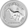 SINGAPORE 2 oz silver HORSE 2002 $10 Proof Piedfort NO BOX