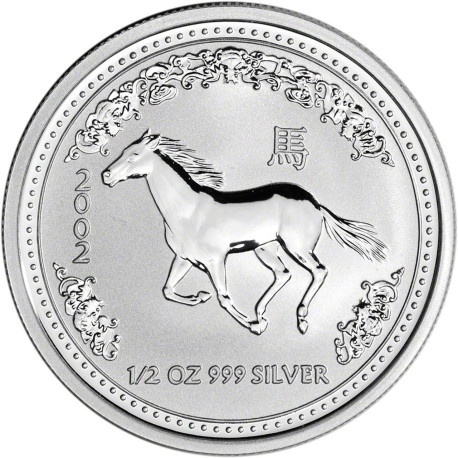 SINGAPORE 2 oz silver HORSE 2002 $10 Proof Piedfort NO BOX