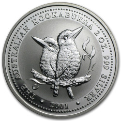 PM 2 oz silver KOOKABURRA 2001 $2 Proof