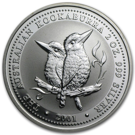 PM 2 oz silver KOOKABURRA 2001 $2 Proof