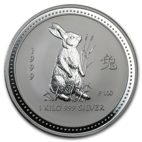 PM 1 KILO SILVER LUNAR 1 RABBIT 1999 BU $30 