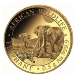 0.50 GR GOLD somalia elephant 2026 bu 20 Shillings BU