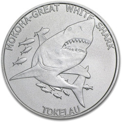 1 oz silver GREAT WHITE SHARK TOKELAU 2015