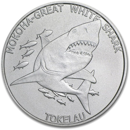 1 oz silver GREAT WHITE SHARK TOKELAU 2015