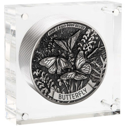Butterfly 2025 2 Kilo Silver High Relief Antiqued Coin
