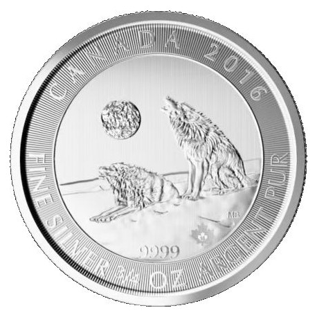3/4 oz silver Howling Wolves 2016 $2 