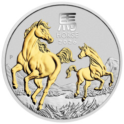 Australian Lunar Series III 2026 Year of the Horse 1oz Silver Gilded Coin
