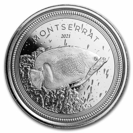 1 oz silver 2021 MONTSERRAT Eastern Caribbean N°3 / 8 EC8 Blue Girdled Angelfish